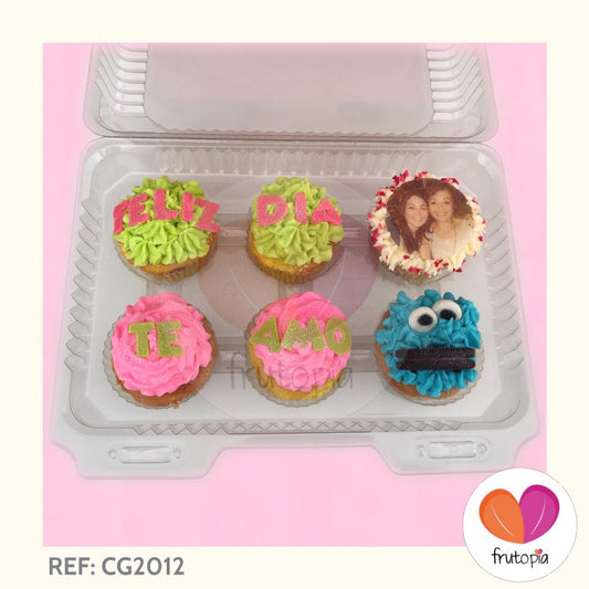 Cupcakes x 6 Feliz dia Te amo REF: CG2012