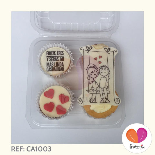 Caja de alfajores y cupcakes grandes REF: CA1003