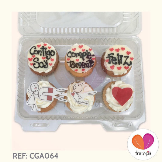 Cupcakes x 6 Contigo soy completamente feliz REF: CGA064