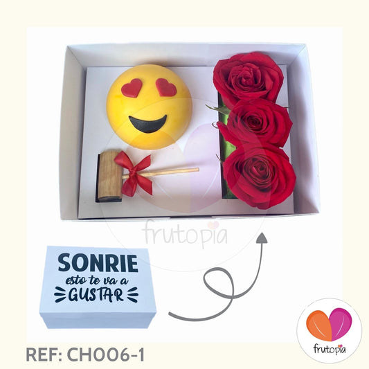 Bomba de chocolate EMOTICÓN ENAMORADO relleno con dulces y algo mas